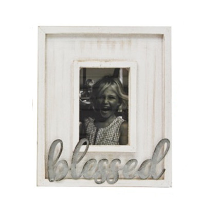 Whitewashed Photo Frame - Blessed