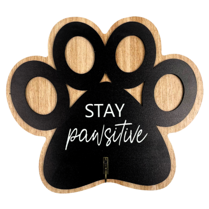 Stay Pawsitive Key Hanging Sign - Black