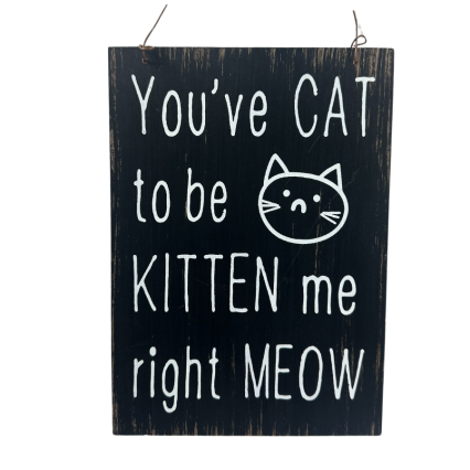 9.5" You've Cat to be Kitten Sign BLK
