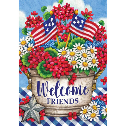 Patriotic Geranium Garden Flag