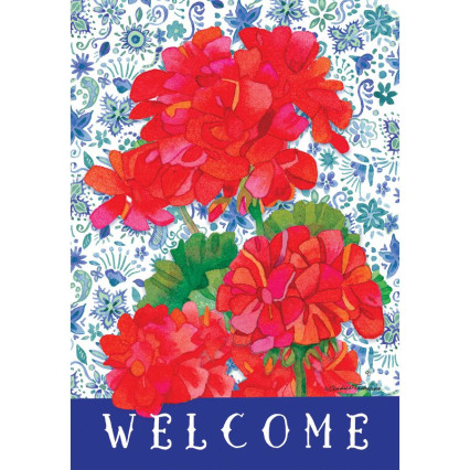 Geraniums Garden Flag