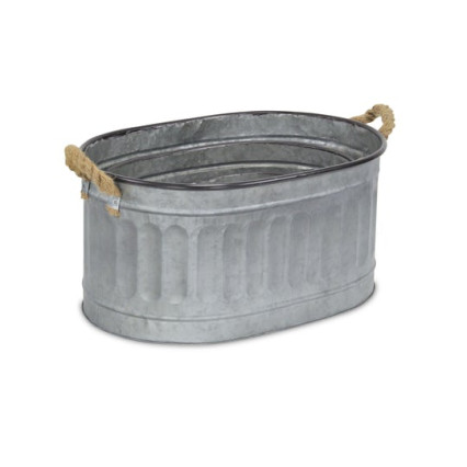 Oval Metal Storage/Planter with Rope Handles-Small