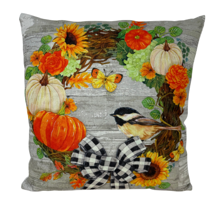 Pumpkin Wreath Indoor/Outdoor Pillow