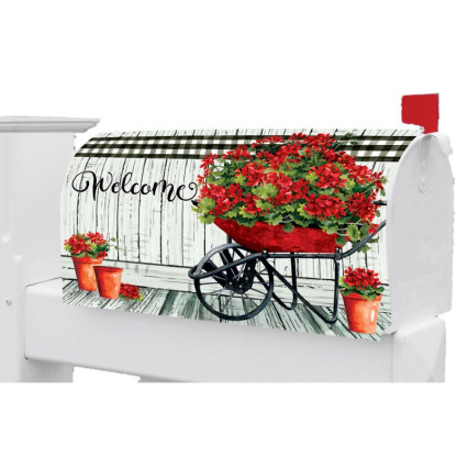 Geranium Wheelbarrow Mailbox Cover