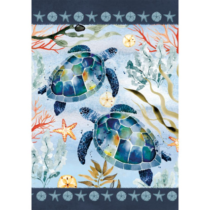 Watercolor Turtles Large Flag