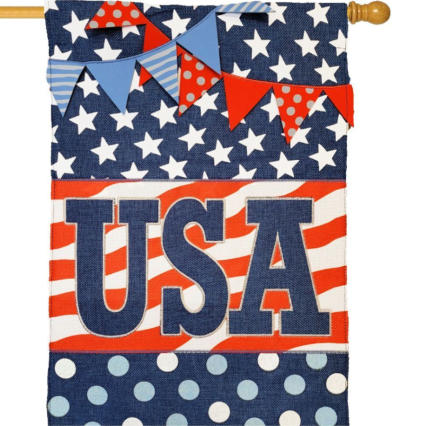 Applique-Patriotic USA House Flag