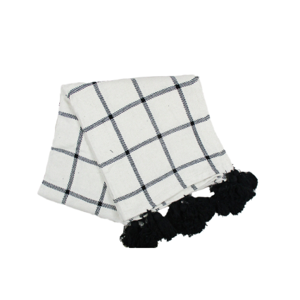 50" x 60" Black White Large Check Throw Blanket w/Tassels