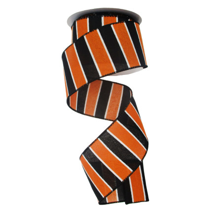 2.5" x 10yd Black/Orange Stripe Ribbon