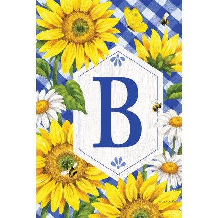 Sunflowers & Daisies Monogram Flag- B