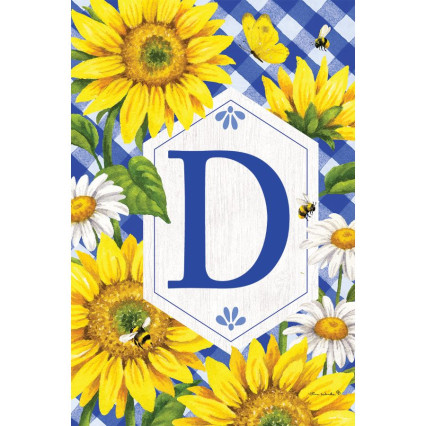 Sunflowers & Daisies Monogram Flag- D