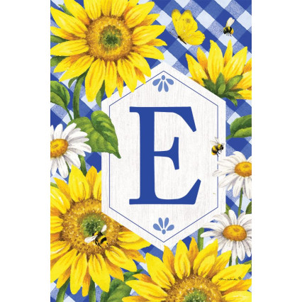 Sunflowers & Daisies Monogram Flag- E