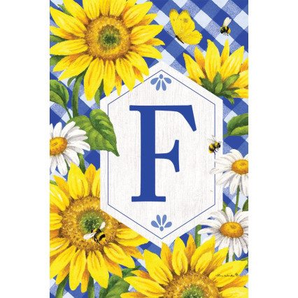 Sunflowers & Daisies Monogram Flag- F