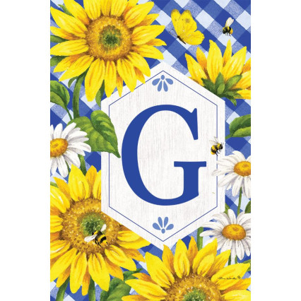 Sunflowers & Daisies Monogram Flag- G