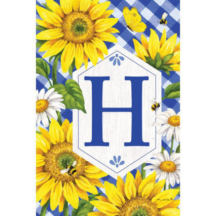 Sunflowers & Daisies Monogram Flag- H
