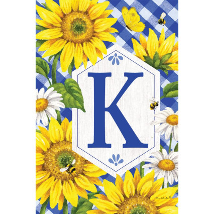 Sunflowers & Daisies Monogram Flag- K