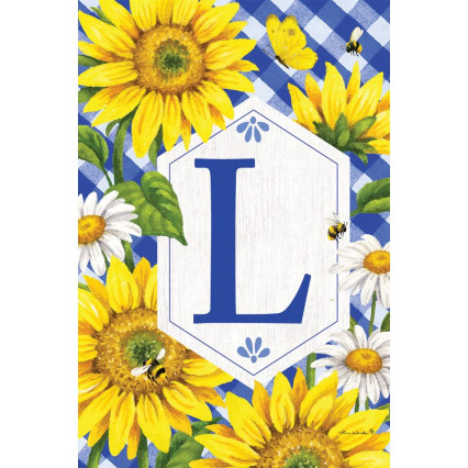 Sunflowers & Daisies Monogram Flag- L