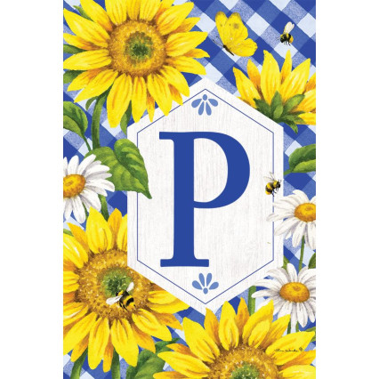 Sunflowers & Daisies Monogram Flag- P