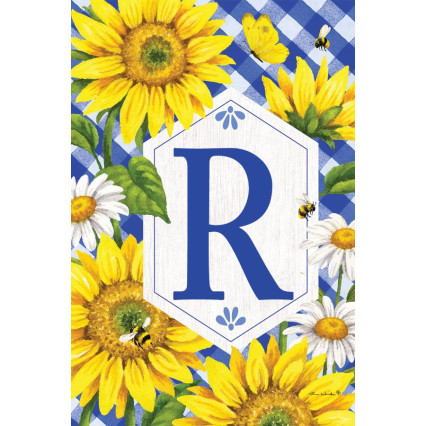 Sunflowers & Daisies Monogram Flag- R