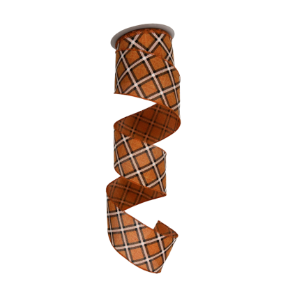 2.5" x 10yd Orange with Black/White Diamond Pattern Ribbon