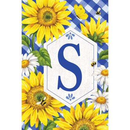 Sunflowers & Daisies Monogram Flag- S