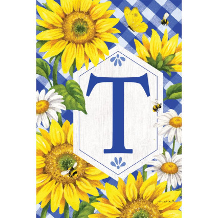 Sunflowers & Daisies Monogram Flag- T