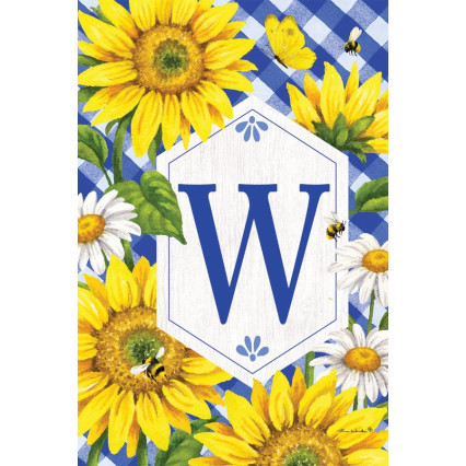 Sunflowers & Daisies Monogram Flag- W