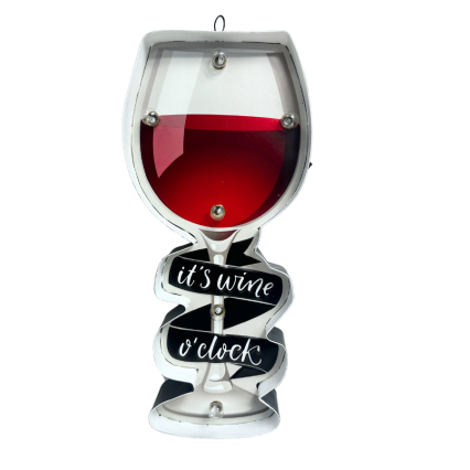 14" Metal Wine O'clock light sign