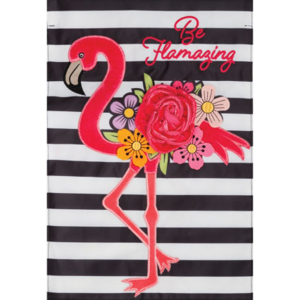 Flamingo Stripes Applique Garden Flag