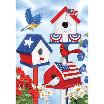 Patriotic Birdhouses Garden Flag