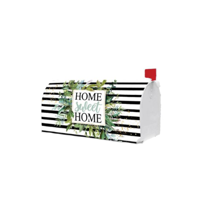 Striped Greens- Home Sweet Home Mailbox Cover