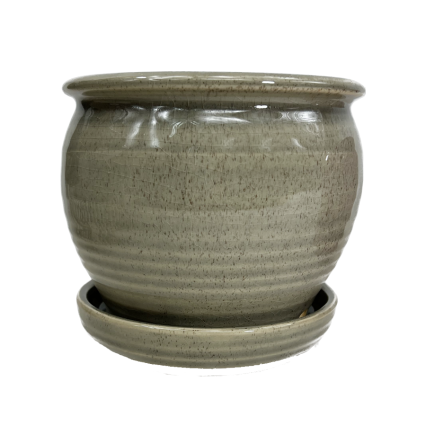 6.25" Planter with Saucer- Grey