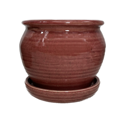 6.25" Planter with Saucer-Dark Salmon