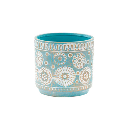 5" Blue/Copper Snowflake Planter