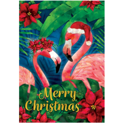 Christmas Flamingo Garden Flag