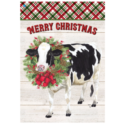 Christmas Cow Garden Flag