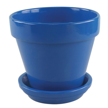 6" Standard Pot with Attached Saucer - Royal Blue