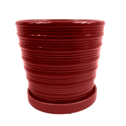 6" Wassily Planter w/Attached Saucer - Red