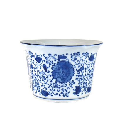 6" Floral Planter - Blue & White
