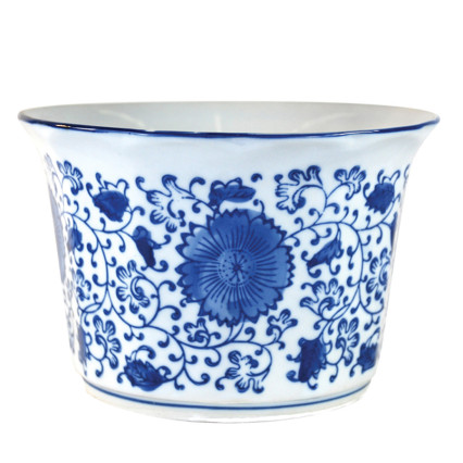 6.75" Floral Planter - Blue & White