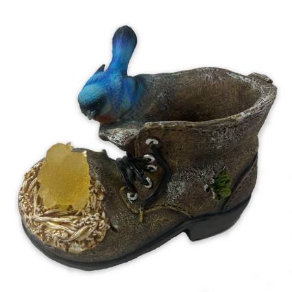 Solar Resin Boot Pot-Blue Bird