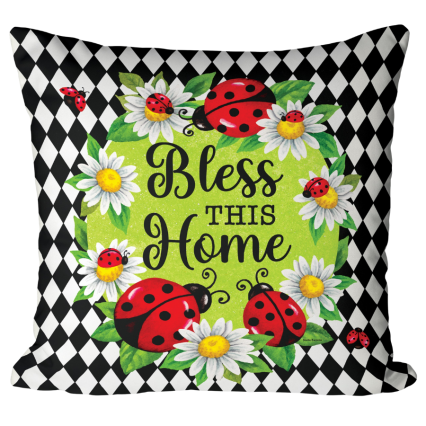17" Ladybug Diamond Pillow