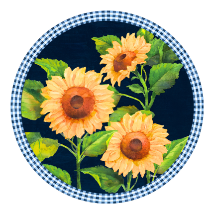 8" Sunflowers on Navy Suncatcher