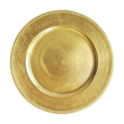 13" Charger Plate W/ Beaded Edge- Gold