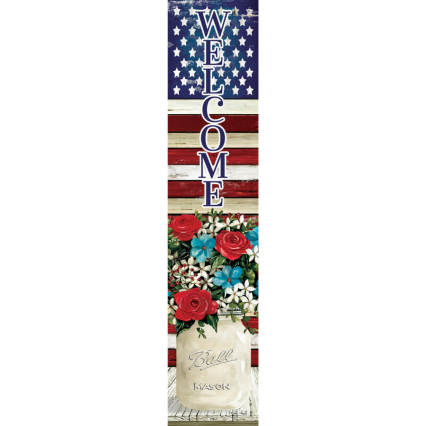 USA Flag Forals Yard Expressions Sign