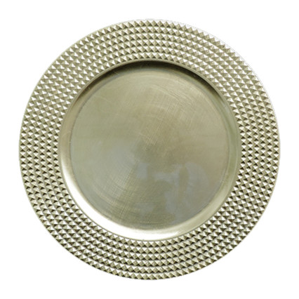 13" Rnd Plastic Studded Edge Charger Plate- Gold