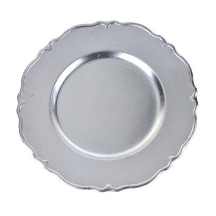13" Silver Charger with Scalloped Edge