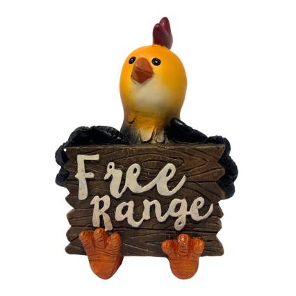 6" Chicken with Sign Figurine