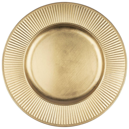 13" Rnd Ribbed Charger Plate - Gold