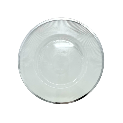 13" Rnd Clear Ribbed Charger Plate w Silver Trim