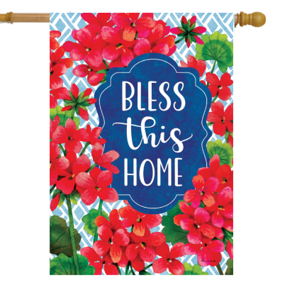 Blessed Geranium House Flag
